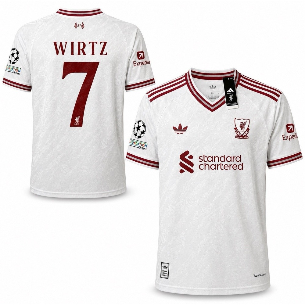 Adidas Liverpool Wirtz #7 White/Red Soccer Jersey Unisex Adult Size XL